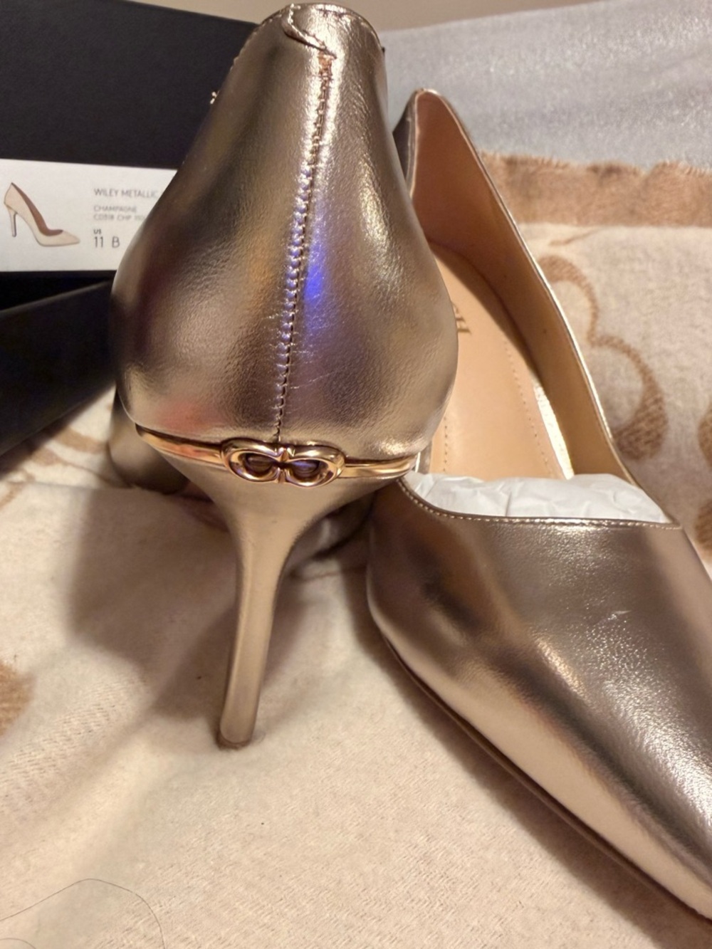 COACH SIZE 11 WILEY Metallic Pointed-Toe Pumps NEVER WORN Approx 3 to 3.5 inches - Picture 2 of 11